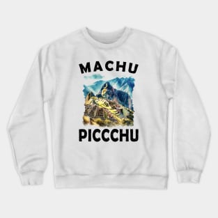 Machu Picchu Distressed 2024 Peru Artistic Graphic Crewneck Sweatshirt